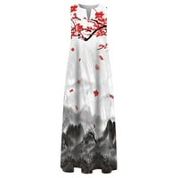 Haljina Xiuh Plus Veličina za žene Ljeto Ležerne prilike bez rukava V izrez Maxi Labava haljina Boho