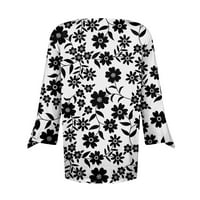 APEPAL Womens Ljeto V Bluuse s rukavima izreza Swiss Dot Tunic Tops Casual Dume za majice Black XL