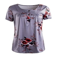 JKERTHER WOMENS Ljetni cvjetni V izrez Bluze Loose Baggy Tops Tunic T majice Plus veličina S-2XL