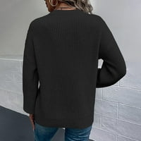 Vivianyo HD džemperi za žene Clearence Plus Veličina modne žene Čvrsta boja Dugi rukav polica okrugli