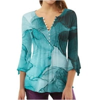 Ljetne bluze za žene casual plus veličina gumb V izrez u obliku cvjetnih tunika bluze cvjetnih tunika