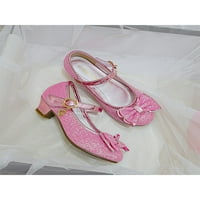 Zodanni Dječja princeza cipela za cipele SPREME GLITTER Mary Jane Casual Party Anti-Slip Bowknot Pink