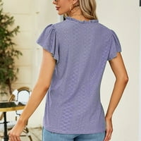 Ljetna majica za žene Žene Modni slobodno vrijeme Solidni kratki rukav V-izrez Bluze Ležerne majice