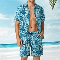 Havajska odjeća za odmor Men Set, Muškarci set outfit na plaži Dugme Down majica i pantski set Summer Hawaii Seaside Holiday Beach Digital 3D povremeni odjeća