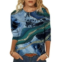 Ženske vrhove majica s dugim rukavima Labavi ležerni vrhovi prekrasne bluze za print Crewneck Thirts