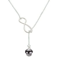 Delight nakit silverte Bijele tačkice na crnim spin uređajima Srebrni ton Elegantna Infinity Lariat