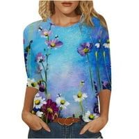 Azrian Womens Plus Veličina veličine, modna žena O izrez Tri četvrtine 3 4Sleeve majica Jesen štampanje bluza vrhova dukserica na prodaju