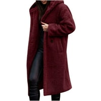 Kožna kapuljača s dugim rukavima Čvrsta moda Ženska zimska jakna klirenca vina L