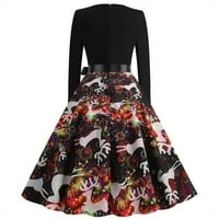 Formalna haljina za dame, ljetni patchwork s dugim rukavima cvjetni bowkont savršeni fit crni ross haljina