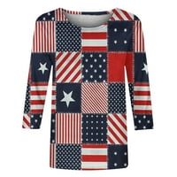 Ženska američka zastava rukave USA USA 4. srpnja zastava zvijezde Stripes Print Tops casual slobodne