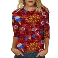 Ljetni vrhovi za žensku modnu tiskanu majicu Srednja rukava Bluza Okrugli vrat Ležerne prilike na vrhu Djevojke ', tees i bluze na klirensu