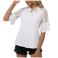 Ljetna bluza Ženska modna casual čipkala lagana V izrez pulover košulje majice na rukavu TOP dame Top