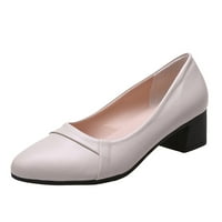 DMQupv cipele za žene za žene zatvorene plijesne cipele cipele šiljaste nožne boje jednostavne stile srednje pete guste pete Žene cipele cipele Bež 7.5