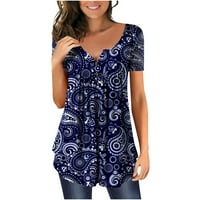 Azrijski ženski ljetni vrhovi, majice plus size, ženska modna tiskana Ležerna s kratkim rukavima s kratkim rukavima s kratkim rukavima, prodaja bluza za bluzu na vrhu