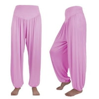 Duge pantalone za žene Ženske elastične labave ležerne pamučne meke joge sportske plesne harem hlače