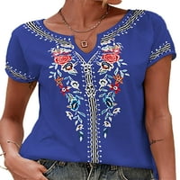 HAITE HLUNA CLUL PRINT V izrez Tee Casual Bluza s kratkim rukavima Bluza Plaža Osnovna majica etničkog