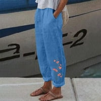 Ženska elastična struka Slabane hlače za žene ured za žene Capri hlače sa džepovima širokog nogu casual