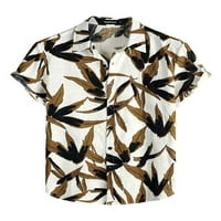 Haite Muns majica Skraćene ljetne košulje od listova od ispisa vrhovi bluza za odmor Beach rever vrat
