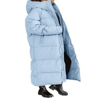 Yilvust ženska zima duga dužna jakna topli kaput dugih rukava s kapuljačom s kapuljačom s kapuljačom