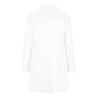 Ženski blazervi seksi moda V-izrez Solid dugi džep s dugim rukavima casual casual white xl