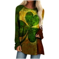 Dnevni duks svetog Patrika za žene zelene grafike dugih rukava labavi fit lagani pulover tunike