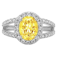 2.78CT ovalni rez žuta simulirana dijamant 14k bijela zlatna godišnjica Angažovanje halo prstena veličine
