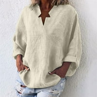 Posteljina odjeća za žene Loase Fit Fashion Dugih rukava Majica Boja košulja V-izrez Ležerne prilike Fall Fashion