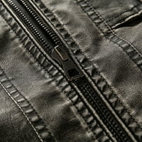 Muške kožne jakne obične fit solidne boje Zip up jakna od trapera s dugim rukavima sa džepovima modna
