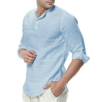 Simplmasygeni muški dugi rukavi za čišćenje ljetnih košulja Muške vrećaste pamučne i posteljine čvrsti