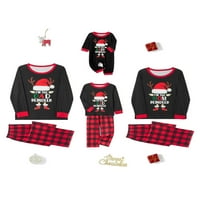 Gwiyeopda Božićna porodica Pajamas Podudarni set Santa Hat Elk Print Dugi rukavi Plaidni hlače za spavanje