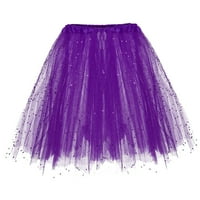 DrpGunly Mini suknja Paillette elastična slojevljena kratka suknja za odrasle Tutu ples za žene za žene ljubičasta jedna veličina