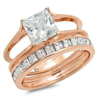2. CT princeza Realni originalni prirodni dijamant SI1-si G-H 18K ružičasta zlato Angažovanje svadbene mladenke Dizajnerski prsten BW Set veličine 7