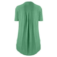 Prevelike majice za vježbanje za žene, žene, žene ljetne čipke majice kratki rukav majice slatka V izrez Henley Tunike