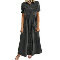 Ljetne haljine za prodaju za žene plus veličine kratkih rukava TRAME haljina V-izrez Maxi Loose Fit
