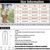 Žene Ležerne prilike cvjetne digitalne ispisa Stretch Obrežene hlače Slim ugradnje uska hlače Hlače bijele s