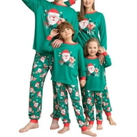 Božićne pidžame za obiteljski crtani iz crtane Santa ispisuju vrhove s dugim rukavima sa pantalonom