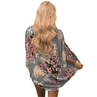 HQlecpe Coversuit Coverup za žene Ljetne tanke pokrove Žene cvjetni print Šifon kardigan kratki rukav