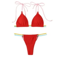 Bikinis za žene plus veličine, axxd seksi solidni kupaći kostimi bikini split kupaći kostim za novi dolazak crveni m