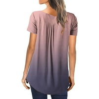 JMntiy ženska modna tiskana labava majica kratkih rukava bluza okrugli vrat casual odozgo