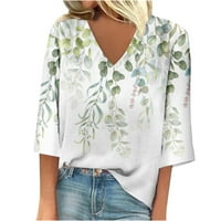 Jiyugala ženske košulje Ljeto plus veličina dugih rukava V-izrez modni cvjetni ispis labavi ležerni
