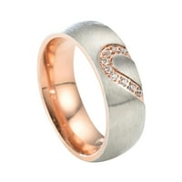 Veličina prstena i pola prstenova breskve parove od nehrđajućeg srca u obliku srca u obliku srčanog čelika Diamond European Ring Titanium nakit Par prstenovi