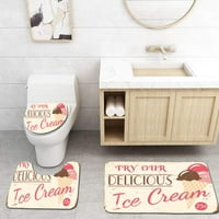 Sladoled Isprobajte naš ukusni ledoled Logo Pop Art Style Oglasi Grafički u kupaonici Prostirke za kupanje