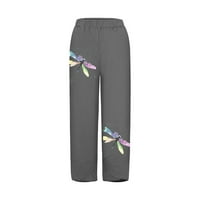 CLLIOS široke lanene pantalone za žene za žene Ljeto Visoko struk Pantne casual nacrtavaju ravne pantalone