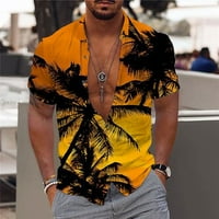 Hoksml slatki vrhovi, muškarci modni casual tipke Hawaii ispis partwdown kratkih rukava majica za bluze