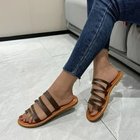 Ženske cipele dame modne ljetne kožne kaiševe u boji Kombinacija postavljena plosna sandala