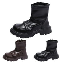 Jeseni i zimske plišane pamučne kožne čizme modne svestrane nove malo dječje cipele kratke čizme crna