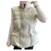 Ikevan za žene kaputi džep prsluk kratka jakna zimska bez rukava sa kopčom za zatvaranje čvrstog gornjeg