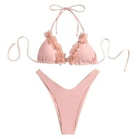 Finelylove kupaći kostim za žene podržavaju sport BRA Style Bikini Pink XL