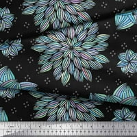 Soimoi Black Rayon tkanina umjetnička cvjetna otisnuta zanatska tkanina od dvorišta široka
