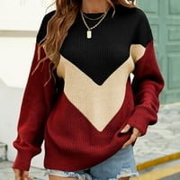Ženski pleteni džemper casual pulover Jumper vrhovi Y2K džemperi dugih rukava okrugli vrat pulover vrhova